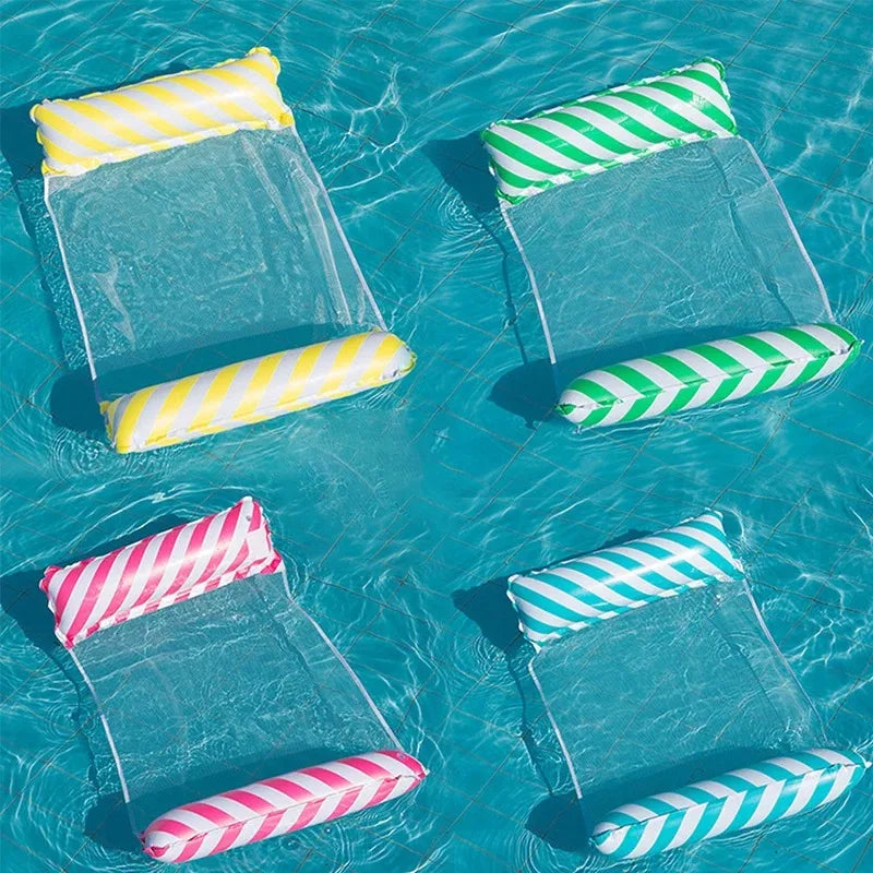 Dobrável listrado inflável Lounge Chair, lazer flutuante camas com encosto líquido, adequado para festas na piscina e praia