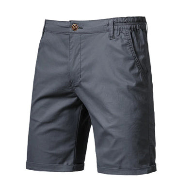 Calça curta de cintura elástica masculina, 100% algodão, monocromática, casual, de negócios, social, alta qualidade, nova, verão 2022