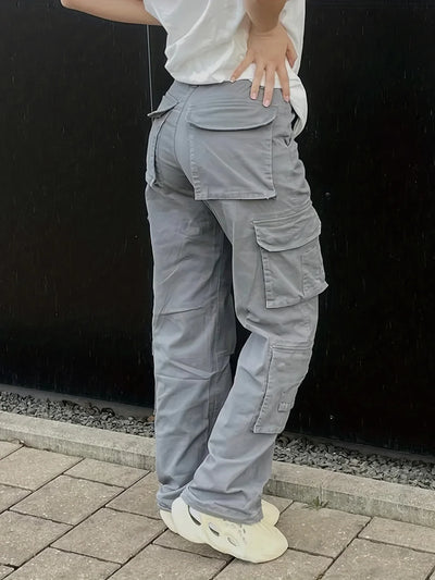 Calça jeans de cintura alta feminina, jeans casual, rua, estilo hip-hop, na moda, Y2K