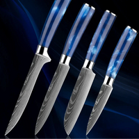 4-Piece Ultra-Sharp Knife Set with Blue Resin Handles