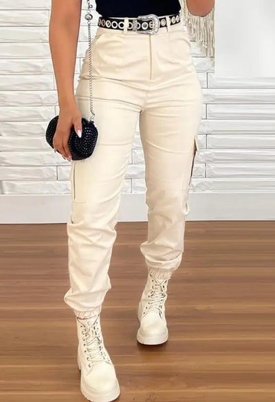 Calças cargas de cintura alta para mulheres, streetwear casual, design de bolso com tudo, moda feminina, verão, 2023