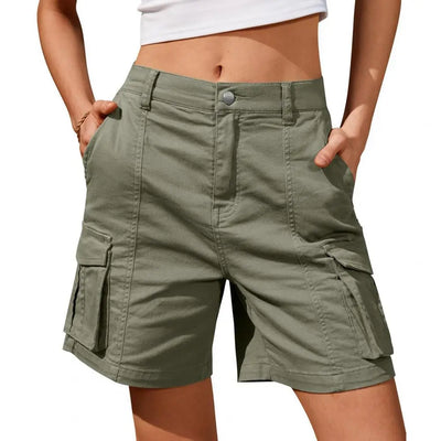 Shorts de cintura alta para mulheres, calças largas, bolso grande, streetwear solto, moda feminina, estilo americano, verão, novo
