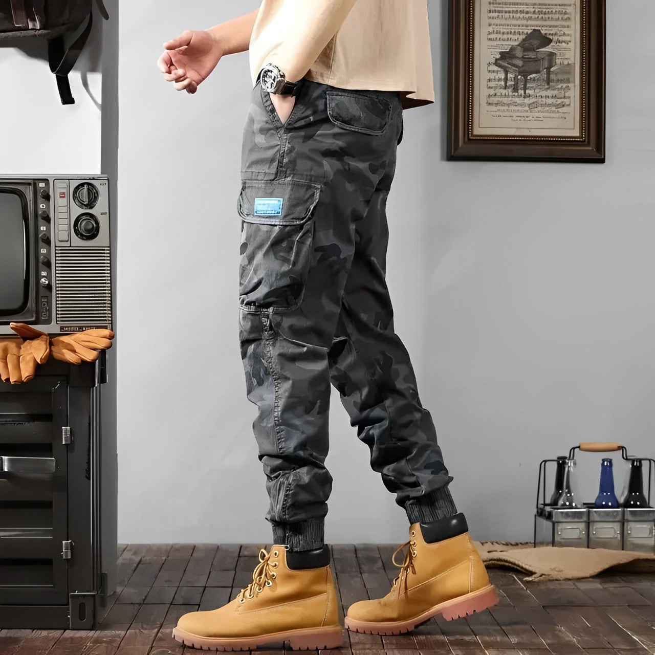 Calça Cargo Casual Retro